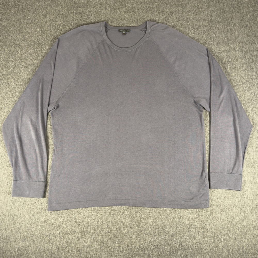James Perse Shirt Mens XXL 5 Gray Cotton Long Sleeve Crewneck Soft Tee T-Shirt